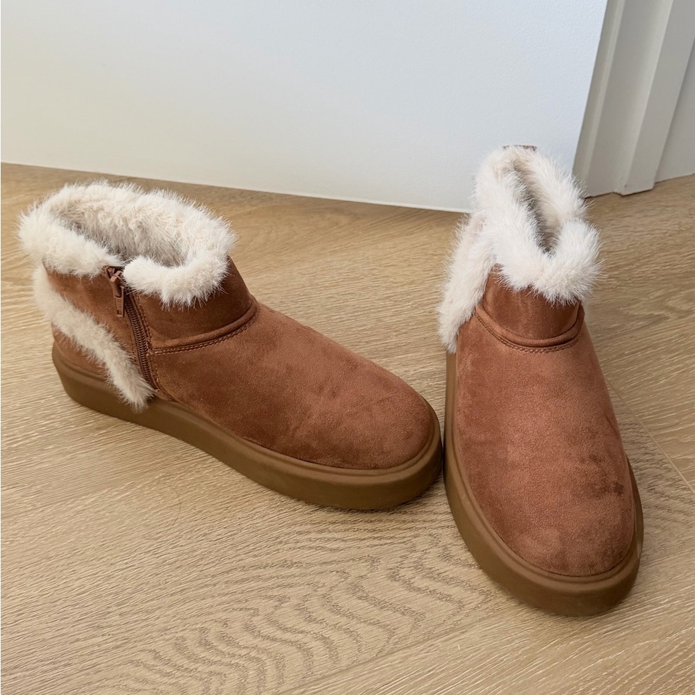 Cozy Brown Faux Fur Lined Ankle Boots
